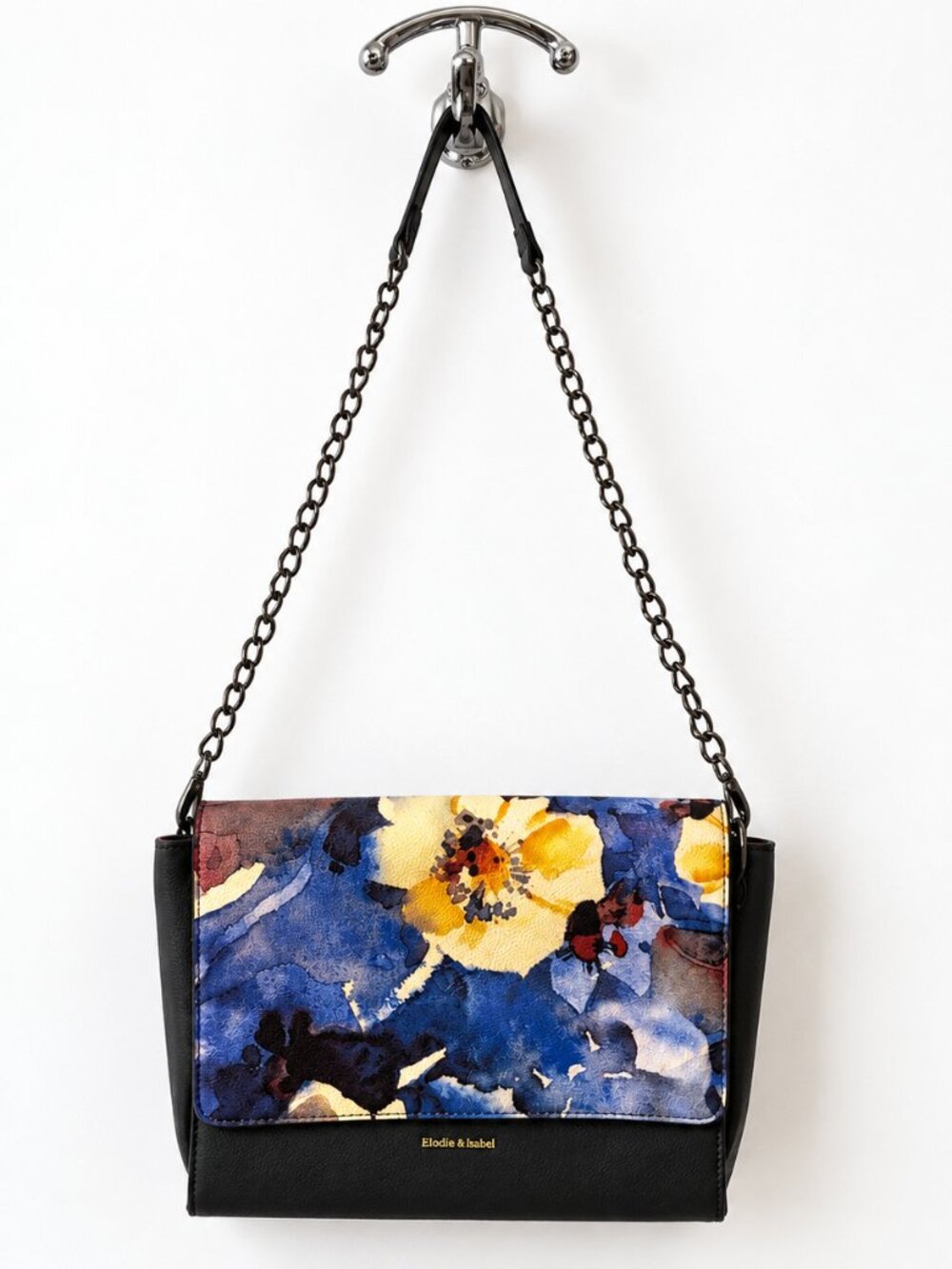 Pixie Mood Navy Floral Vegan Leather Clutch Crossbody Bag